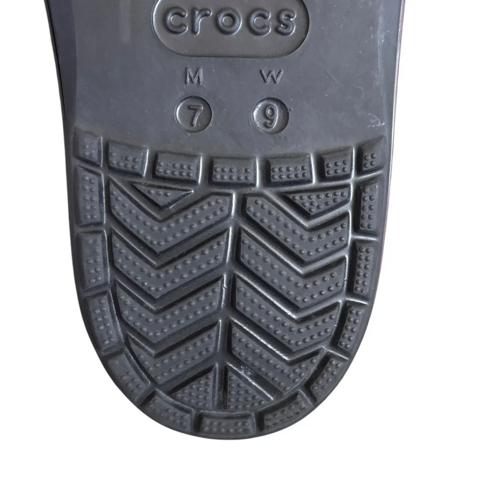 Crocs CB Pink Black Fuzzy Platform So Luxe Slide sandal Summer Women's‎ size 9